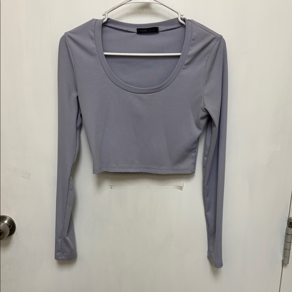 SHEIN Lavender Long Sleeve Crop Top